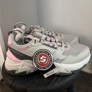 Shmack Women's Chunky Athletic Sneakers - Light Gray & Pink Sz 8 NWT